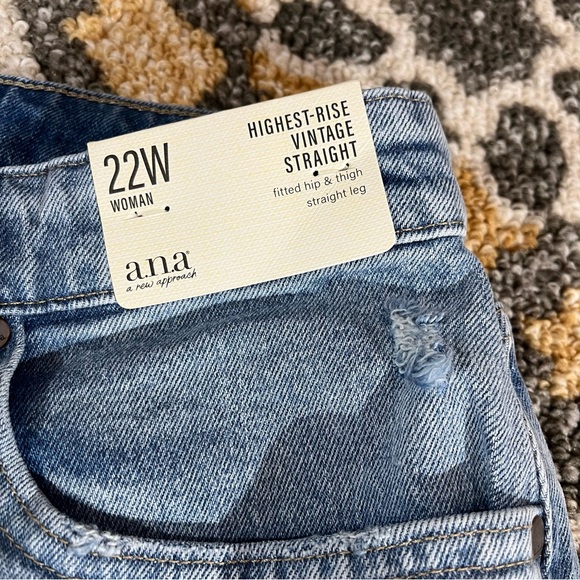 NWT Women’s a.n.a Highest Rise Vintage Straight Jeans 22W Plus Size - Picture 8 of 10